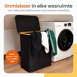 Goliving Wassorteerder 3 Vakken - 150L - Opvouwbare Wasmand Met Deksel - 3 Uitneembare Zakken Met Kleurlabels - 57 x 37 x 66 cm - Zwart — thumbnail 4