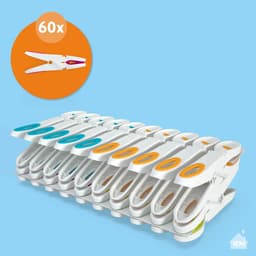 Wasknijpers Soft Grip – wit/kleurrijk – 60 stuks – extra lang en stabiel – kunststof wasknijpers – kleurrijke knijpers – gemaakt in de EU — thumbnail 4