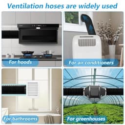PromoHome ontluchtingsslang 125 mm - 4,2 meter - PVC aluminium flexibele slang met 2 klemmen en tape - voor wasdroger, airco, ventilatie, afzuigkap - zwart — thumbnail 4