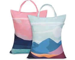 Wasnetjes met ritssluiting - Maan + Zon - Polyester Reiswaszakken - Waterdichte Opbergzakken voor Reizen en Sport