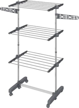 Wasdroogrek. 4 lagen - opvouwbaar - kliksysteem - 142 cm x 55 cm x 152 cm - blauw + zilver — thumbnail 1
