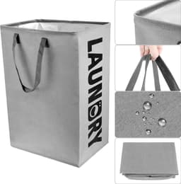 SnelShoppen - 2 Stuks 75L Vouwbare Wasmanden met Verstevigde Handvatten, Duurzaam Canvas, Waterdicht, Ideaal voor Badkamer, Woonkamer, Kamperen — thumbnail 5