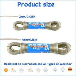 Waslijn Uittrekbaar - Waslijn met Stalen Kern - 2 mm/3 mm Dikte - 20 m Lengte - Geschikt voor Buiten - Hoge Treksterkte - Drooglijn — thumbnail 4