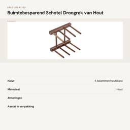 Droogrek Ruimtebesparend - Opvouwbaar - Serviesdroger - 4-zuilmodel - Composiet Hout - Makkelijk te Reinigen - Vaatdroger — thumbnail 5