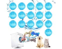 Wasmachine voor het verwijderen van dierenhaar, 16 stuks, wasballen, wasmachine, verwijdert dierenhaar, pluisjes en pluisjes, herbruikbaar voor het verwijderen (blauw) [energieklasse A]