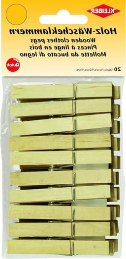 Houten wasknijpers - Kledingklemmen - Kleding drogen - Stevig berkenhout - 20 stuks - Naturel — thumbnail 2