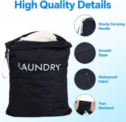 Thijox - 2 Stuks Waterdichte Waszakken, Opvouwbare Vuile Waszakken voor Kamperen en Reizen, Herbruikbare Wasopbergtassen in 2 Maten, Zwart, Ideaal voo — thumbnail 5