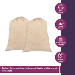 Thijox - Waszak set van 2 - 71 x 91 cm, 100% katoen, duurzame wasverzamelzak met trekkoord - 75 l extra grote opvouwbare waszak voor thuis, camping en — thumbnail 3