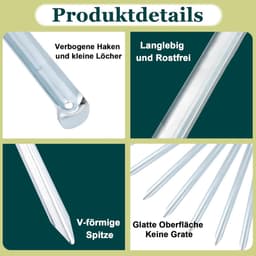SnelShoppen - Pack van 12 Tentstaken, Grondankers 30 cm, V-profiel, Robuuste Metalen Grondspikes voor Camping, Tuin, Vissen en Avontuur — thumbnail 4