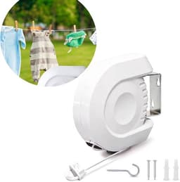 1 Stuks - Waslijn Uittrekbaar - Plastic waslijn - Drooglijn voor buiten - Waslijn Camping - Wasdraad - Drooglijnen - Waslijn extra sterk - Wit — thumbnail 1