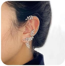 bladeren oor manchet oorbellen goud zirkoon blad Wrap Crawler Oorbellen Cz Full Ear Oorbellen Geen Piercing Kristal Oorbellen Sieraden voor Vrouwen en Meisjes Dierenoorbellen — thumbnail 1