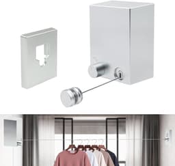 Waslijn Intrekbaar - Drooglijn Verstelbaar - Kleding Drogen - Roestvrij Staal - 4.2 Meter - Zilver — thumbnail 5