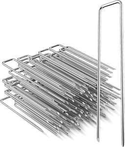 Grondankers Worteldoek - Haken Haringen - Tuin Vastzetten - Roestvrij Staal - 100 Stuks 15cm - Zilver — thumbnail 1