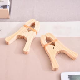 Houten Wasknijpers - Kledingknijpers Hout - Wasgoed Drogen - Robuust Splintervrij Ontwerp - 6 stuks - Natuurlijk Hout — thumbnail 2