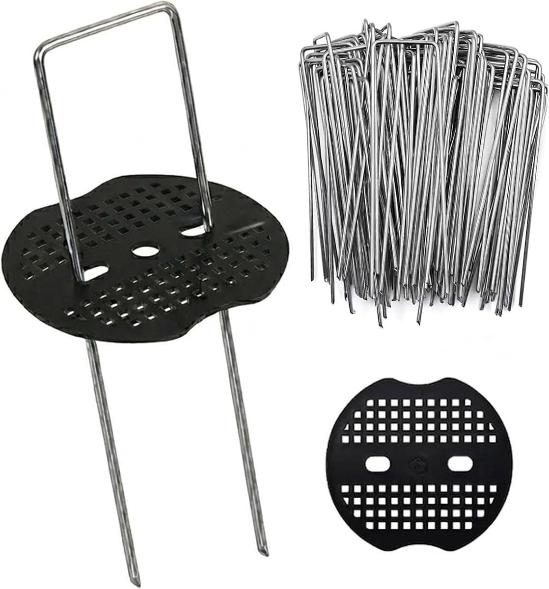 Grondanker - Verzinkt Staal - 150 x 40 mm - U-vormige Haringen met Sluitringen - Voor Tuin en Camping — afbeelding 1