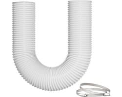 Afvoerslang airco - Wit - 150mm x 5m - 5-Laags PVC Afvoerslang met Roestvrijstalen Klemmen - Voor Ventilatie en Droger