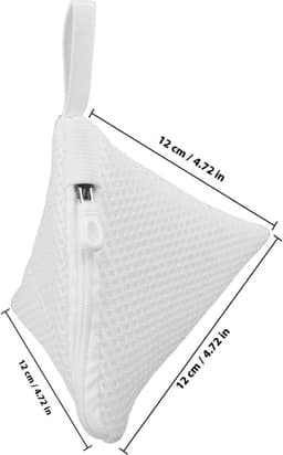 4 stuks - mini waszakjes - set van gaaswaszakjes - witte ritssluiting driehoek 12cm*12cm- Fijne waszak voor in de wasmachine - wit — thumbnail 5