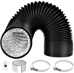 Afvoerslang PVC Aluminium - Flexibele Luchtslang - Ventilatie Keuken Badkamer - Met RVS Slangklemmen - 100mm 3m - Zwart — thumbnail 1