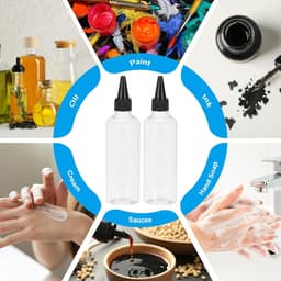 Plastic Applicator Fles, 6 stuks 3.4 oz (100 ml) Lekvrije Hervulbare Lege Dispenser Container Knijp Fles met Twist Top Cap voor Haar Inkt Vloeibare Sauzen, Helder — thumbnail 4
