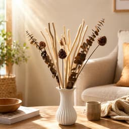 Gedroogde wilgentakken, decoratie, boeket gedroogde bloemen, eucalyptus en dennenappels, plant, decoratie voor rustiek, boho, tafel, huis, woonkamer, bruiloft — thumbnail 3
