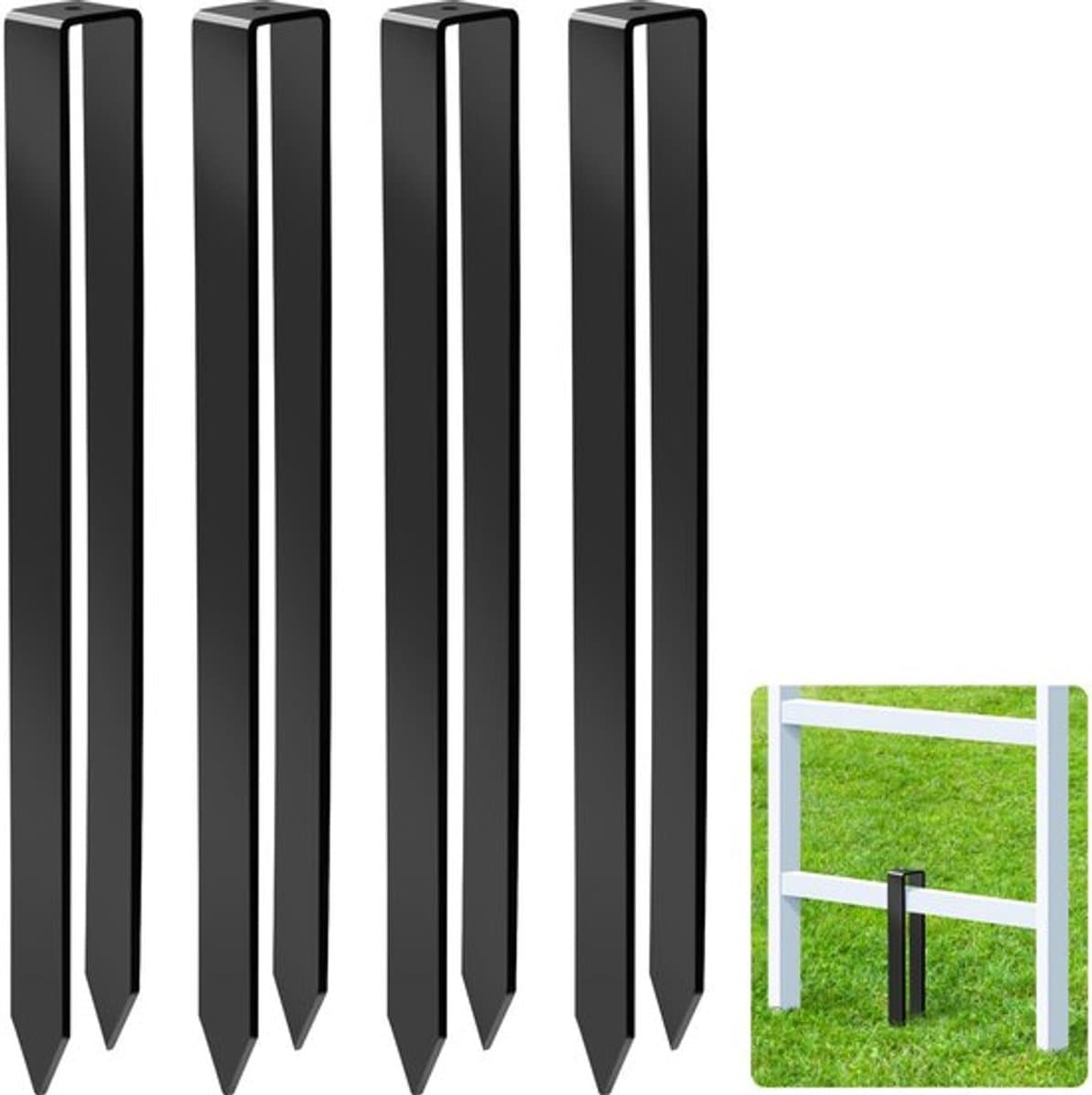 Grondankers U-vormig - 4 stuks - Hoogwaardig staal - Voor rozenboogbevestiging - Stabiliteit - Afmetingen 30 x 2,9 x 2,1 cm - Tuinankers — afbeelding 1