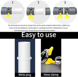 Verlengslang voor Afvoer 0.5/1/1.5/2/2.5/3/4/5/6/7 m, Universele Afvoerslang voor Vaatwasser en Wasmachine met Slangverbinding en Slangklemmen — thumbnail 3