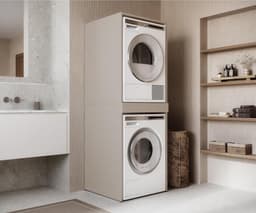 Wasmachinekast Met Plank - Opbouw Kast - Ruimte Besparen - Uittrekbare Werkblad - 187 x 65 cm - Cappuccino — thumbnail 4