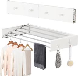 Droogrek Opvouwbaar Droogrek Opvouwbaar Muur Droogrek 5 Staven 4 Haken 55 lbs Capaciteit voor Indoor Outdoor Appartementen Slaapzaal Bad Washanger — thumbnail 1