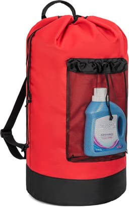 Grote Waterdichte Waszak van 90 Liter, Vouwbare Wasverzamelaar met Verstelbare Schouderbanden voor Thuis, College en Sportactiviteiten — thumbnail 1