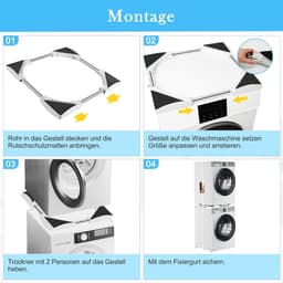 Tussenbouwframe droger wasmachine, verbindingsframe wasmachine droger universeel, met rateltouw, instelbare wasmachine droger verbinding, 45-65 cm — thumbnail 5