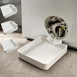 Lekbak wasmachine - 3 stuks - 17,8 ×17,8cm - Lekbak voor Wasmachine en Vaatwasser - Opvangbak - universele wasmachine lekbak - Wasmachine opvangbak - afvoerbak - wateropvangbak voor kelder, woning, camper - wit — thumbnail 1