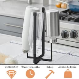 Flessen Droogrek Vouwbaar - Zwart Metaal - Antislip Onderkant - Ruimtebesparend voor Keuken - ShopVlot — thumbnail 3