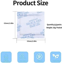 10 g x 80 stuks silicagel zakken, silicagel droogmiddel silicagel zak, vacuüm silicagel zakken voor elektronica, kleding, laden, schoenontvochtiger kastontvochtiger — thumbnail 5