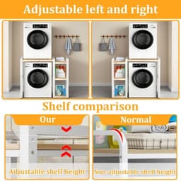 Wasmachine Rek - Opbergrek Badkamer - Wasruimte Organiseren - Verstelbare Hoogtes - 3 Planken - Zwart — thumbnail 3