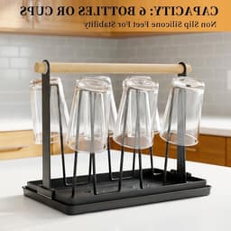 Multifunctionele Droogrek voor Flessen en Bekers, 6-delige Metalen Flessenstandaard met Afvoer en Mat, Ideaal voor Keuken en SodaStream Gebruik — thumbnail 4