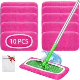 SnelShoppen - Pack van 10 Herbruikbare Vloerdoeken - Roze | Wasbare Vochtige Doeken voor Snel Reinigen van Vloervlekken, Inclusief Waszak — thumbnail 1