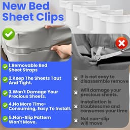 SnelShoppen - 4 Stuks Bedlakens Bevestigingsclips met Sluitstrips, Robuuste Bedlakens Klemmen, Open Hoek Ondersteuningsbanden voor Alle Matrasbescherm — thumbnail 2