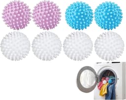 SnelShoppen - 8 stuks droger ballen voor wasdroger, Herbruikbare PVC wasballen, Vermindert vouwen, Verwijdert dierenhaar en stof, Perfect voor alle te — thumbnail 1