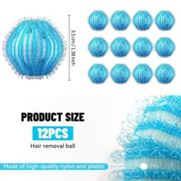 SnelShoppen - Tierhaarentferner Wasmachine, Lint Ball voor Wasmachine, 12 Stuks 3.5 cm Blauw, Hoge Efficiëntie Tegen Dierlijke Haren en Pluis, Vermind — thumbnail 3