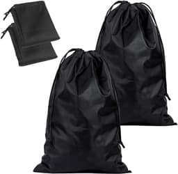 SnelShoppen - Set van 2 Waterdichte Reis Waszakken, Grote Vouwbare Treklus Waszak voor Vuile Kleding, Perfect voor Studentenwoningen en Reizen (Zwart) — thumbnail 1