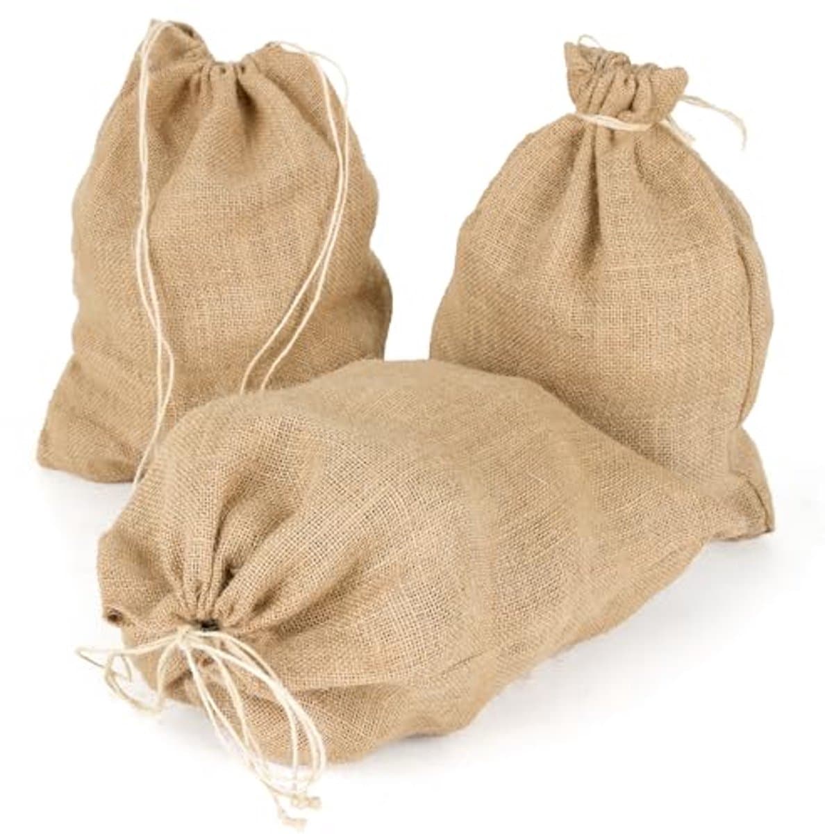 Jute Opbergzakken Set van 3 met Trekkoord - 36 x 30 cm - Ideaal voor Aardappelen, Oogst en Noten — afbeelding 1