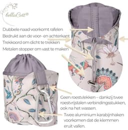 Draagbare wasknijperzak met kolibries – Opbergzak 100% katoen voor huishouden, tuin en kamperen — thumbnail 4