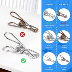 Stainless Steel Clothespins - Heavy Duty Laundry Clips - Roestbestendig en Duurzaam - 30 Stuks - Voor Buiten en Keuken Zilver — thumbnail 3