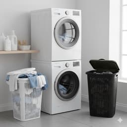 Wasmand Ventilation - met deksel - 2x - wit en bruin - 50 liter - 61 x 43 cm — thumbnail 3