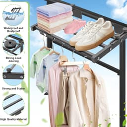 Unyqoos® Ruimtebesparende wasdroger met verstelbare armen voor balkon en badkamer — thumbnail 3