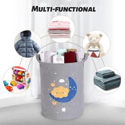 Storage Box with Lid Laundry Basket with Drawstring Children's Laundry Hamper Storage Basket Children Large Foldable for Girls Boys for Baby Room, Toys, Laundry, Baby Clothes, Multifunctional — thumbnail 5