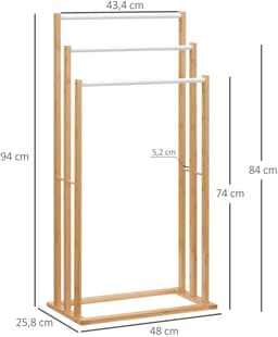 Handdoekenrek badkamer - Badkamer accessoires - Badkamerrek - Handdoekhouder - Droogrek - 48 cm x 25,8 cm x 94 cm — thumbnail 2