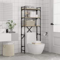 Wasmachine rek - Opbergrek - Wasmachine meubel - Opbouwmeubel - Toilet Rek - 67x25x163 cm - Sonoma Eiken — thumbnail 3