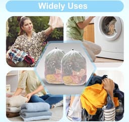 Mrs. Jones 2 stuks grote waszakken van gaas herbruikbare waszak met trekkoord voor op reis zware wasmachinetas voor kleding blouse-ondergoed (80 x 599 cm) . — thumbnail 3