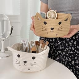 Dailygoody - Cotton Storage Basket - Opbergmand - Praktisch voor kinderen - Wit - Geschikt voor speelgoed en wasgoed - Natuurlijk katoen - Ideaal voor — thumbnail 3